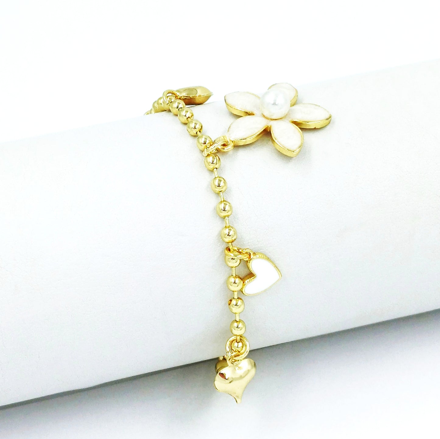 Pulsera dijes flor esmaltada