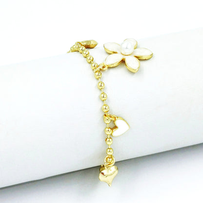 Pulsera dijes flor esmaltada