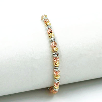 Pulsera balín diamantado 3 oros