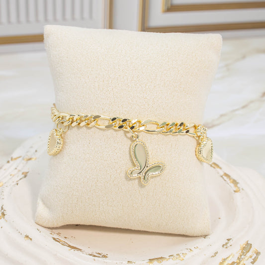 Pulsera dijes corazón -mariposa