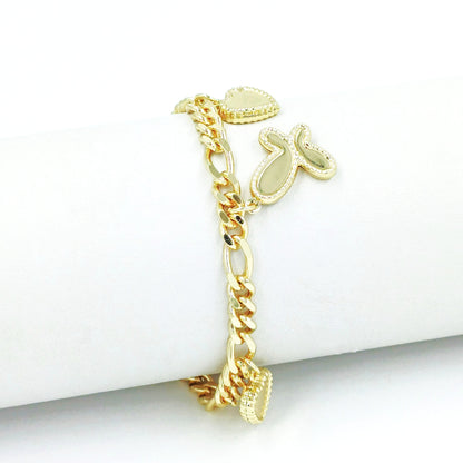 Pulsera dijes corazón -mariposa