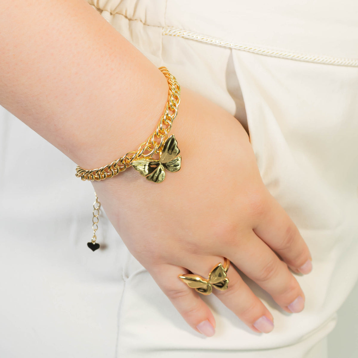 Pulsera + anillo mariposa