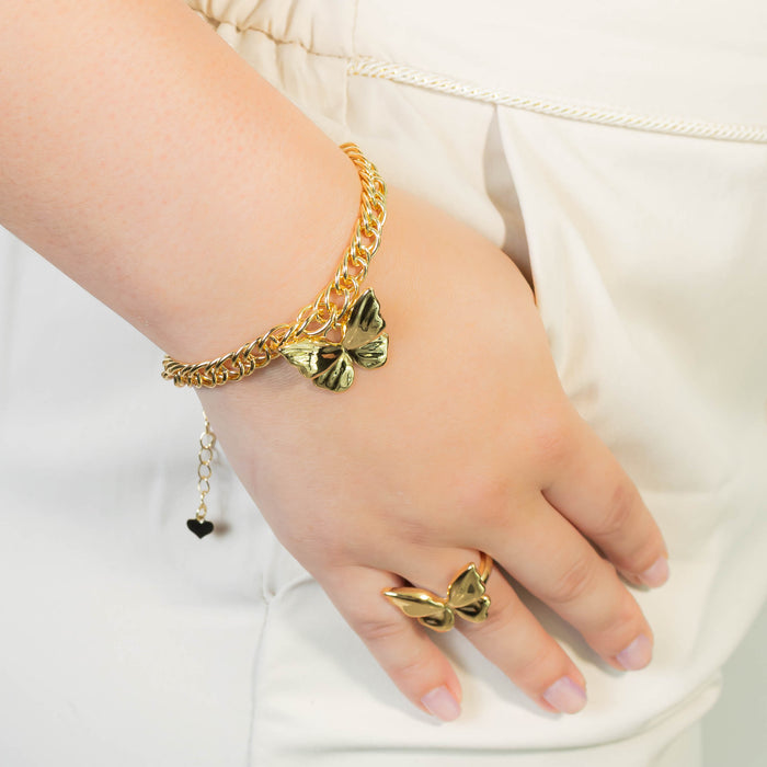 Pulsera + anillo mariposa