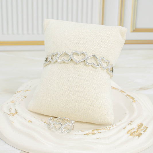 Pulsera + anillo set corazónes P