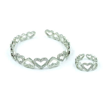 Pulsera + anillo set corazónes P