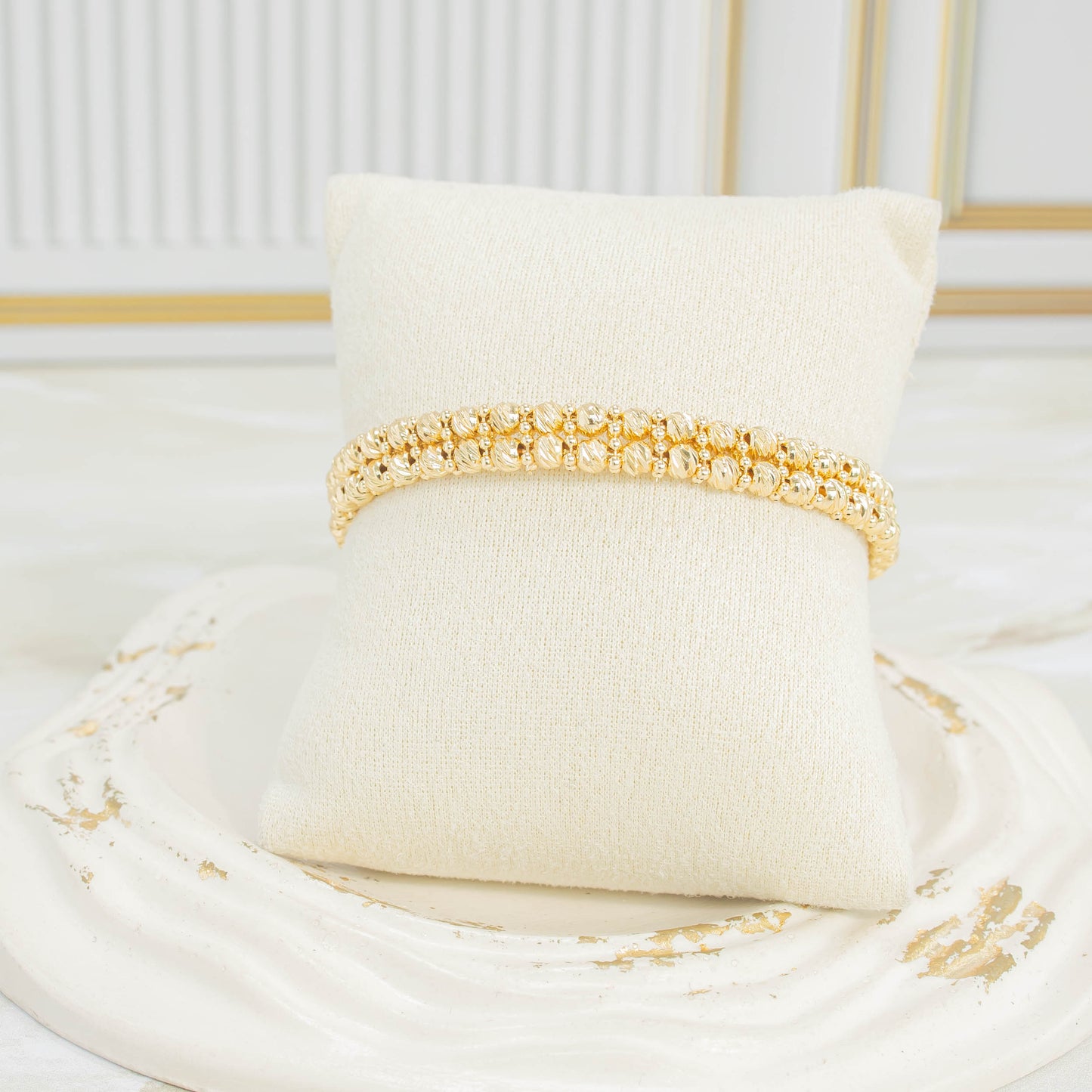 Pulsera doble balín diamantado