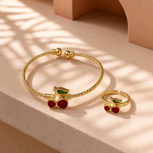 Pulsera + anillo niña cereza