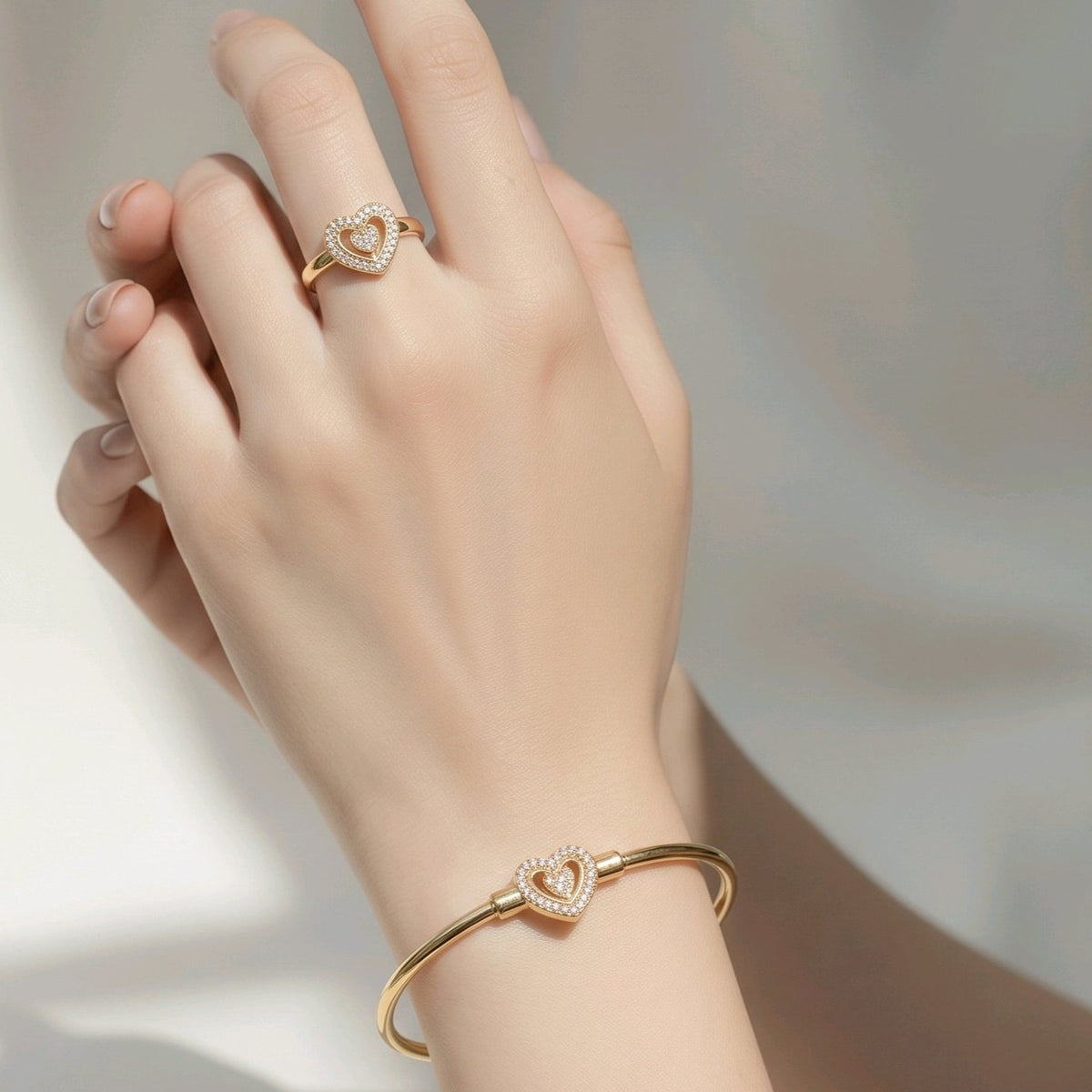 Pulsera +anillo niña corazón