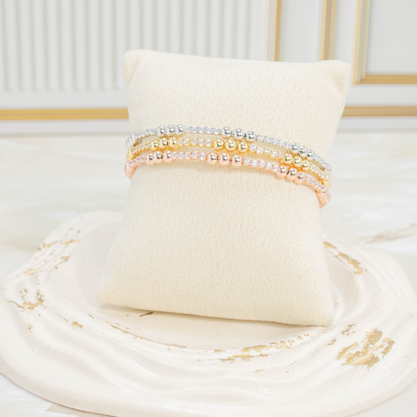 Pulsera trío zircon 3 oros