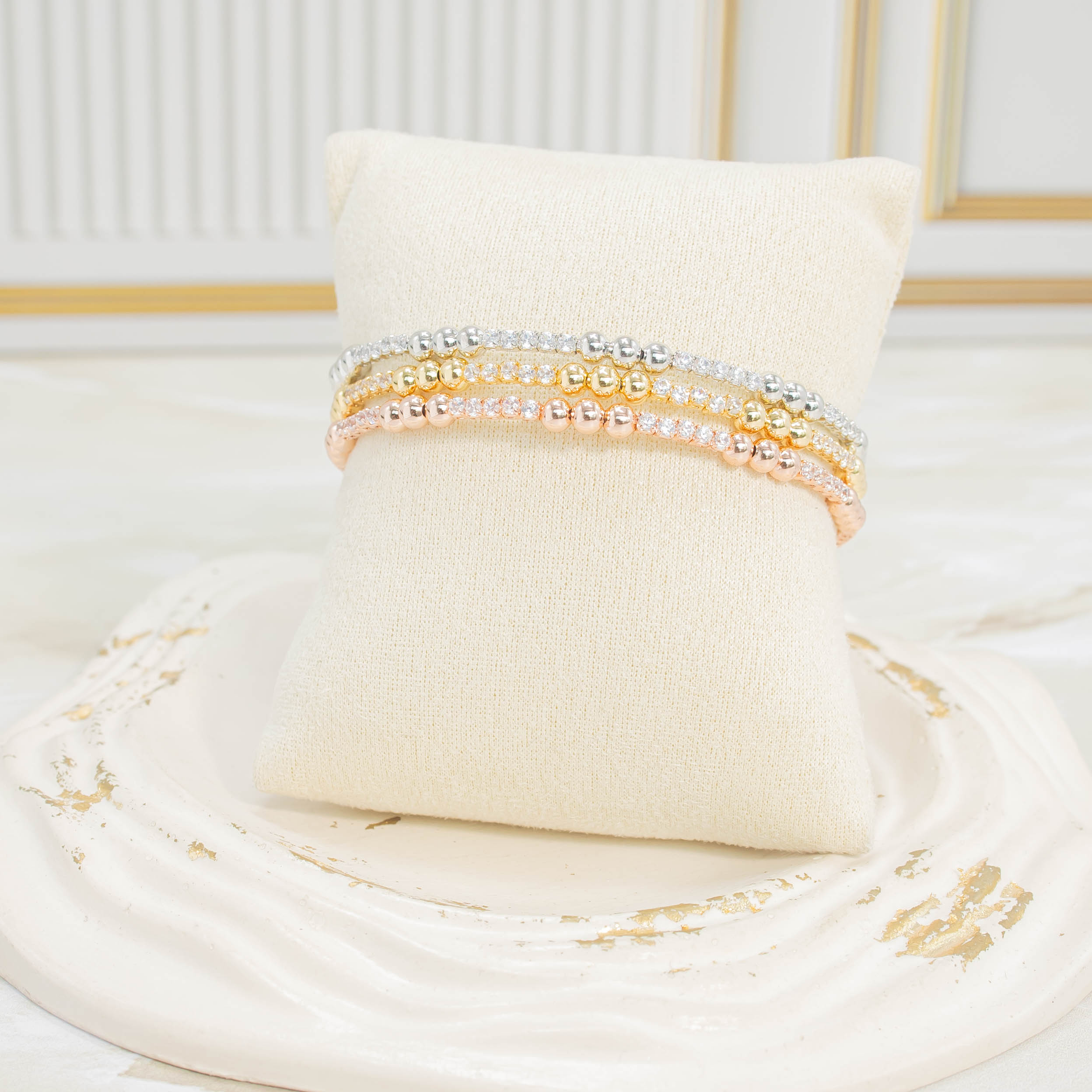 Pulsera trío zircon 3 oros