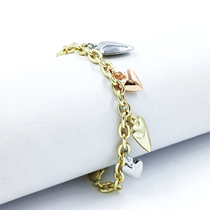 Pulsera 3 oros corazones