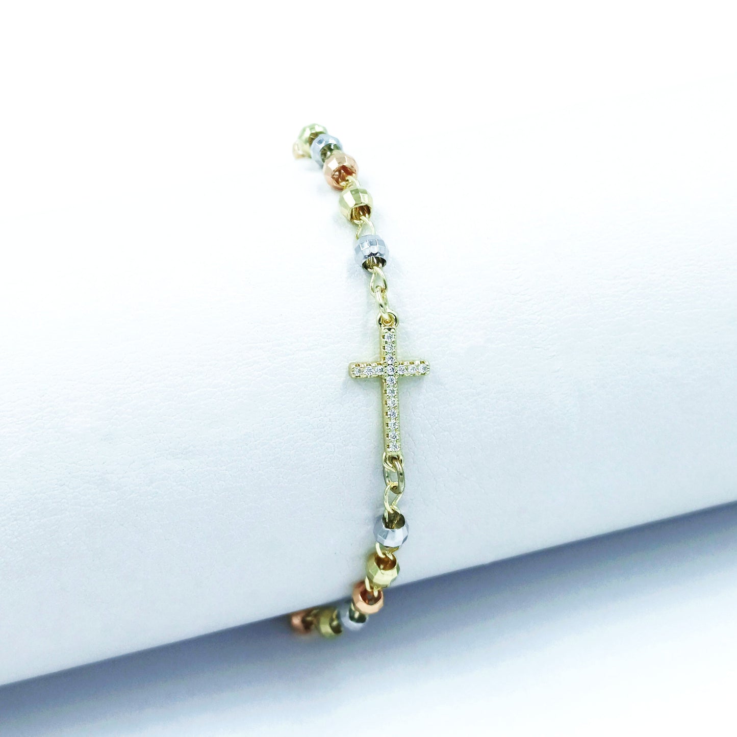 Pulsera cruz 3 oros