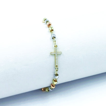 Pulsera cruz 3 oros