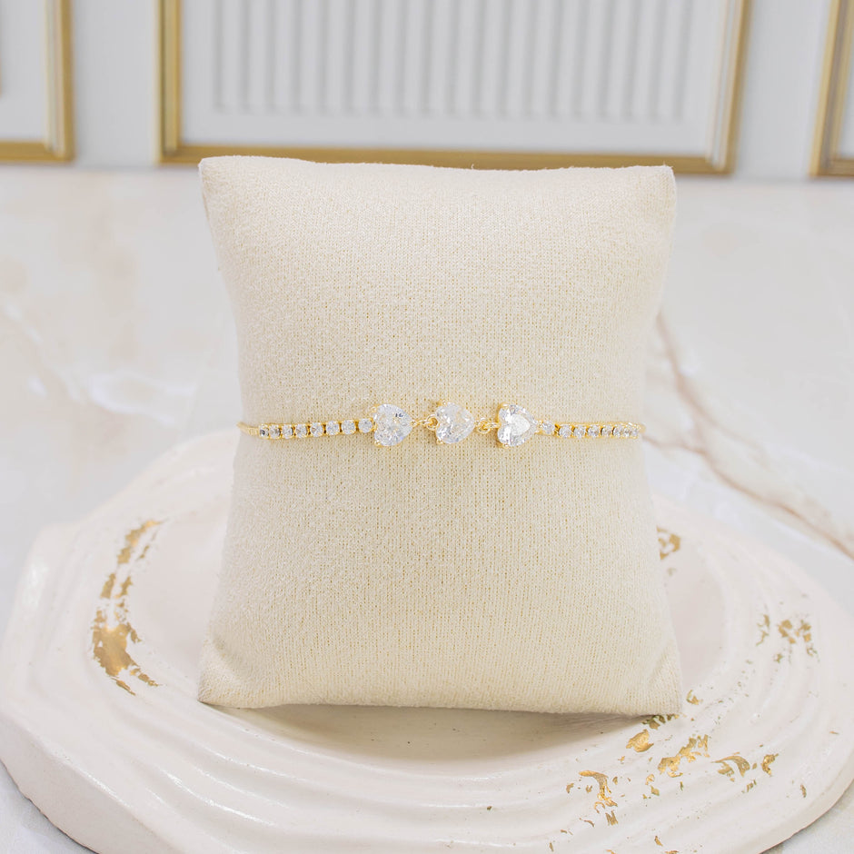 Pulsera corazones zircón