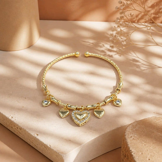 Pulsera aro dijes corazón