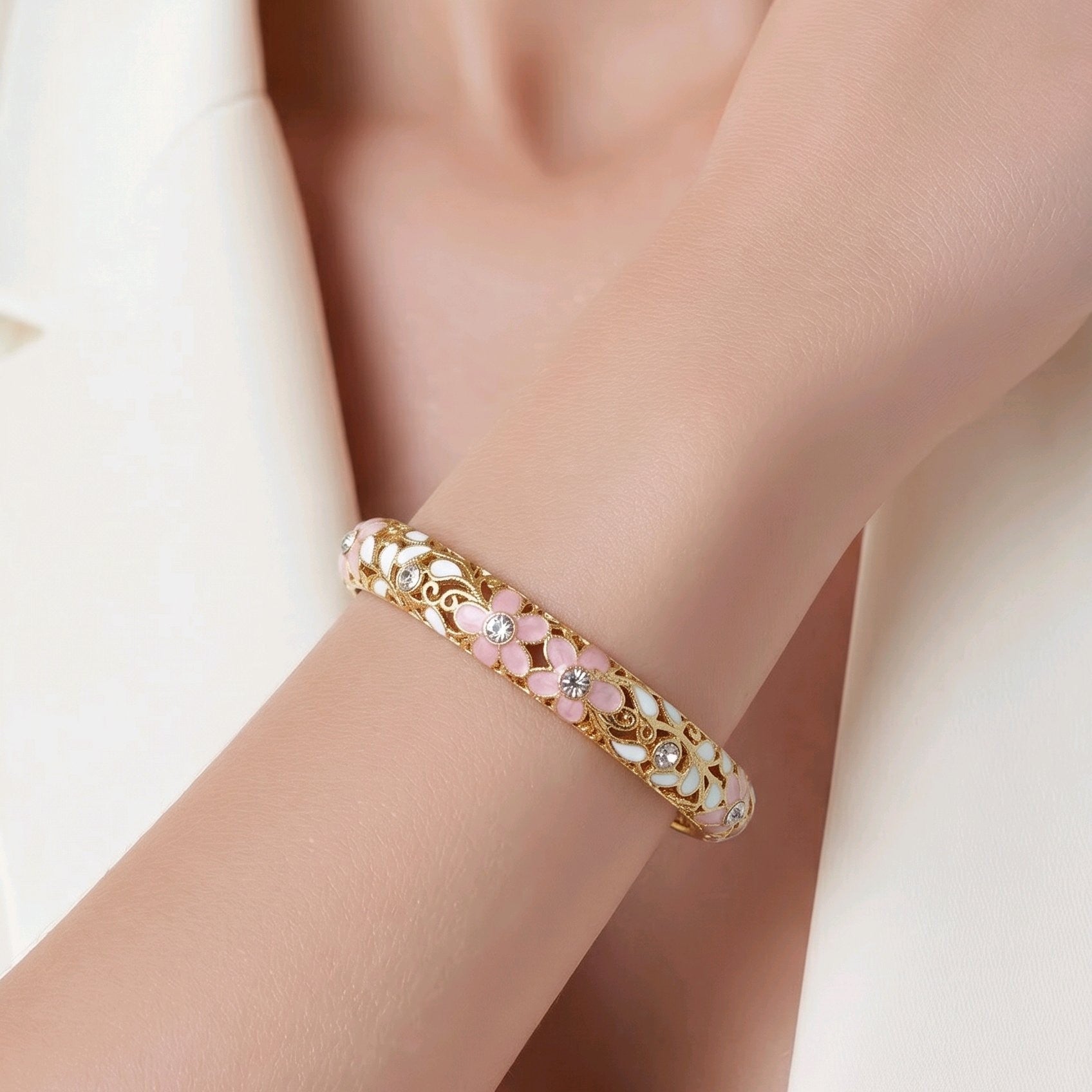 Pulsera aro flores esmaltadas