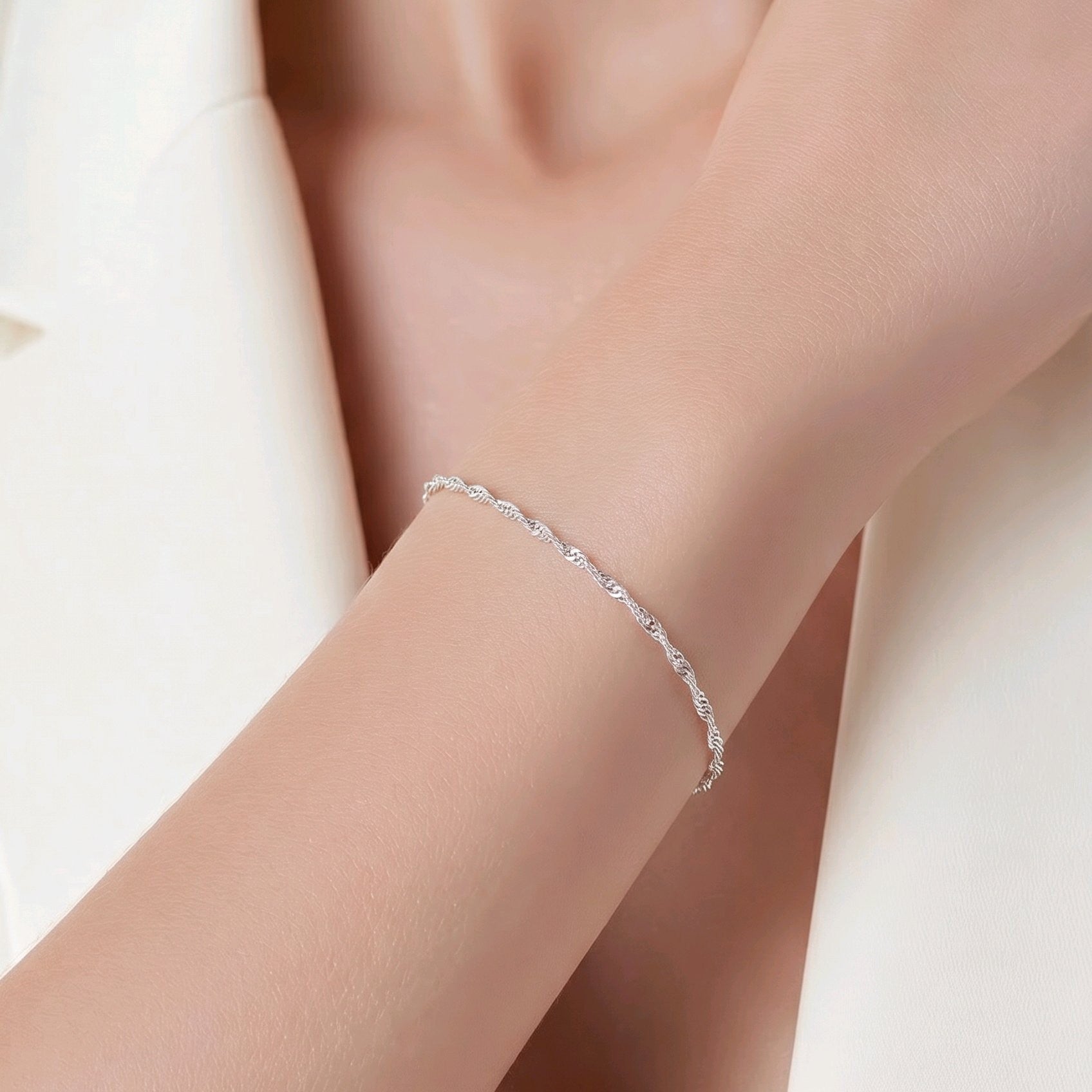 Pulsera singapur baño de plata