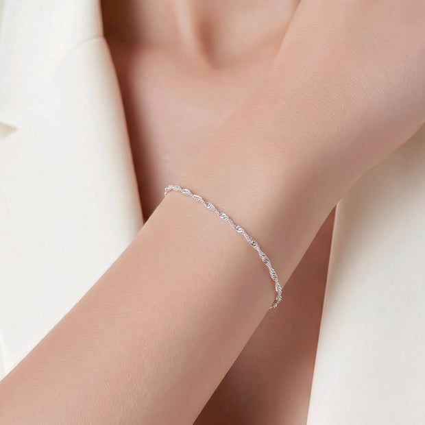 Pulsera singapur baño de plata