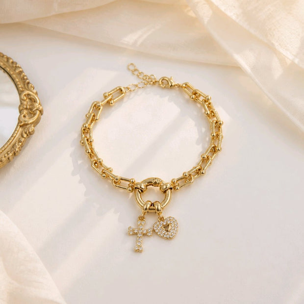 Pulsera tifany corazón cruz