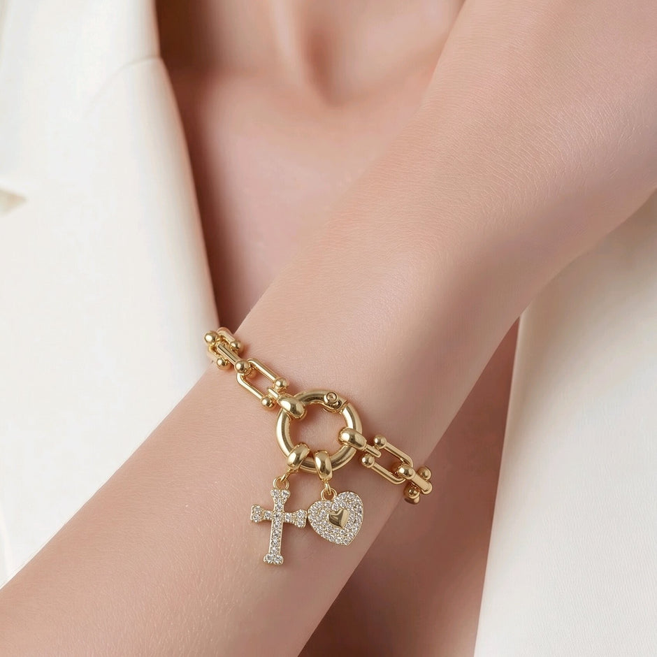 Pulsera tifany corazón cruz