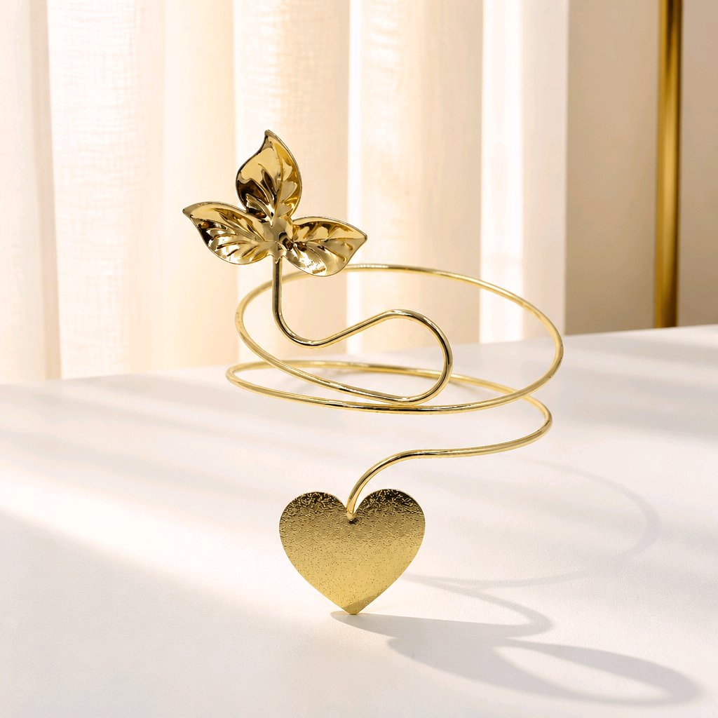 Pulsera brazalete corazón hoja
