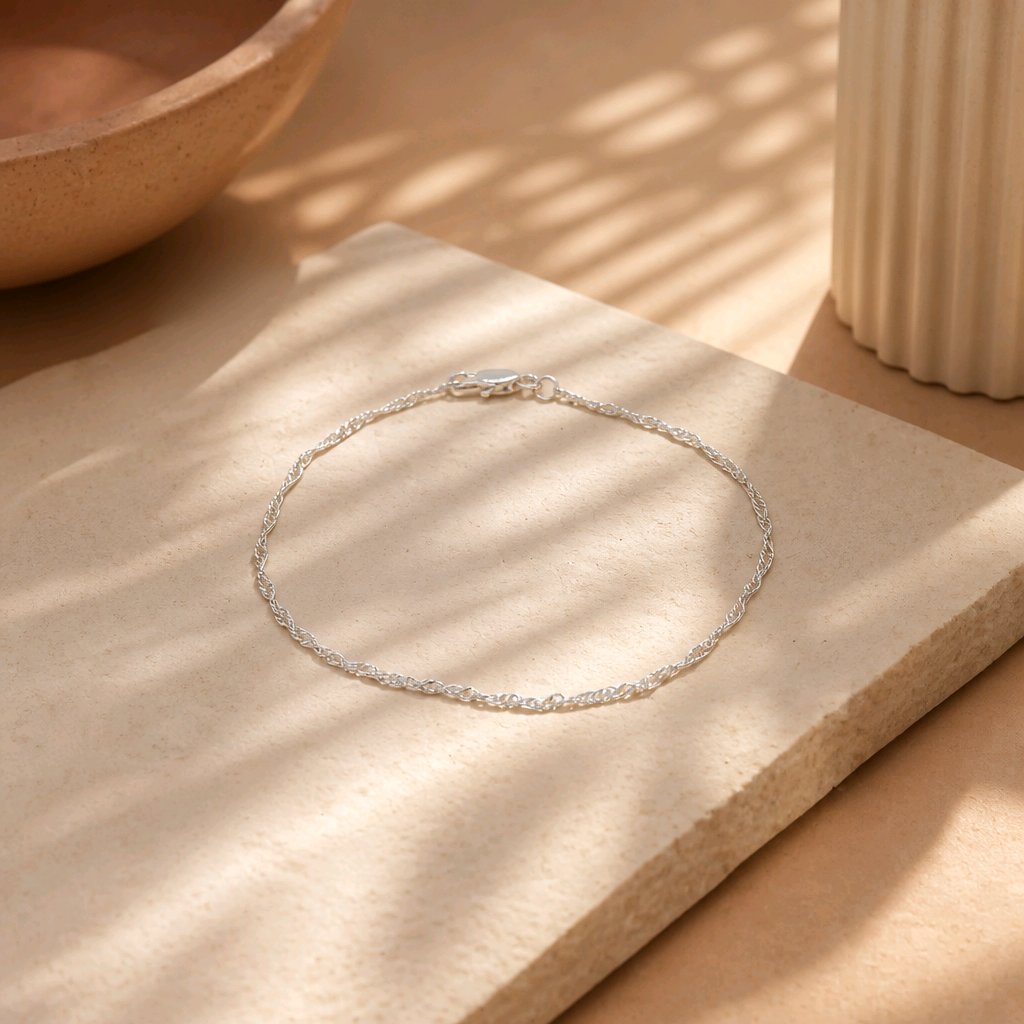 Pulsera singapur baño de plata