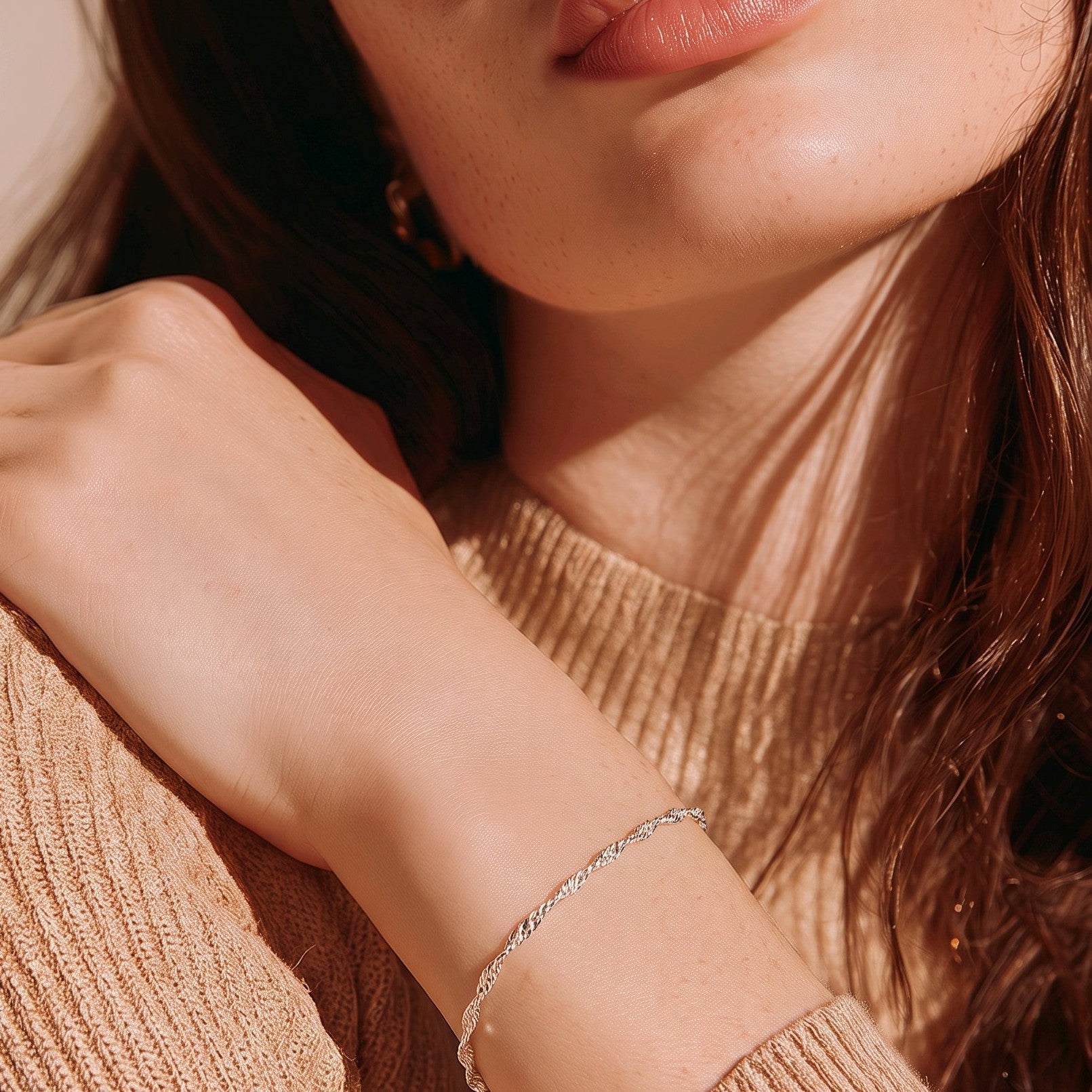 Pulsera singapur baño de plata