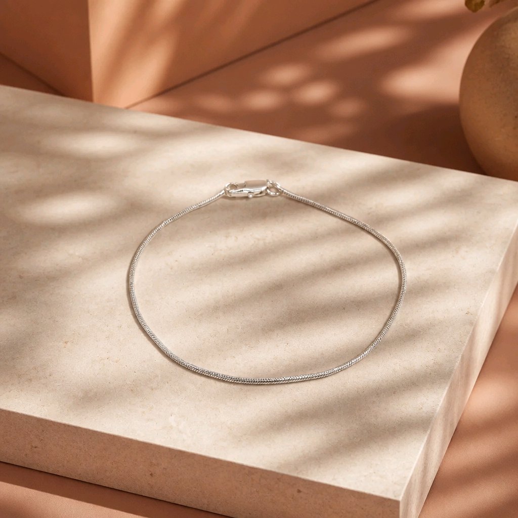 Pulsera cola de ratón baño de plata