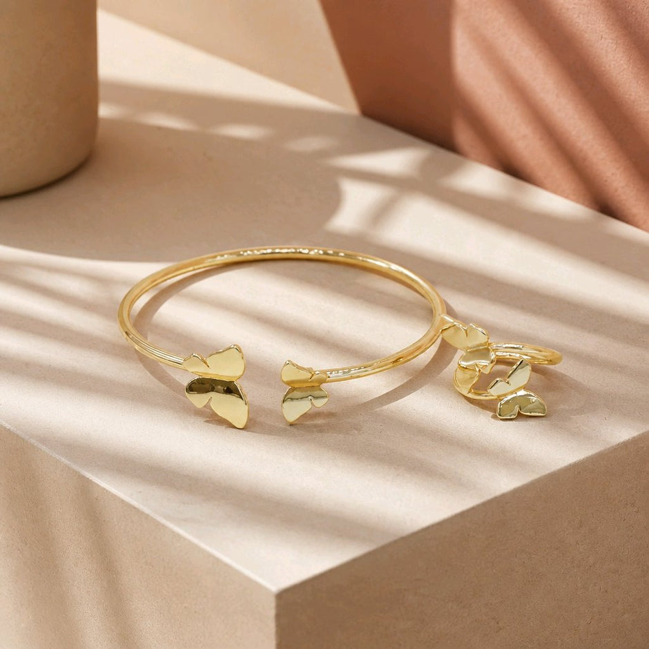 Pulsera aro + anillo mariposa