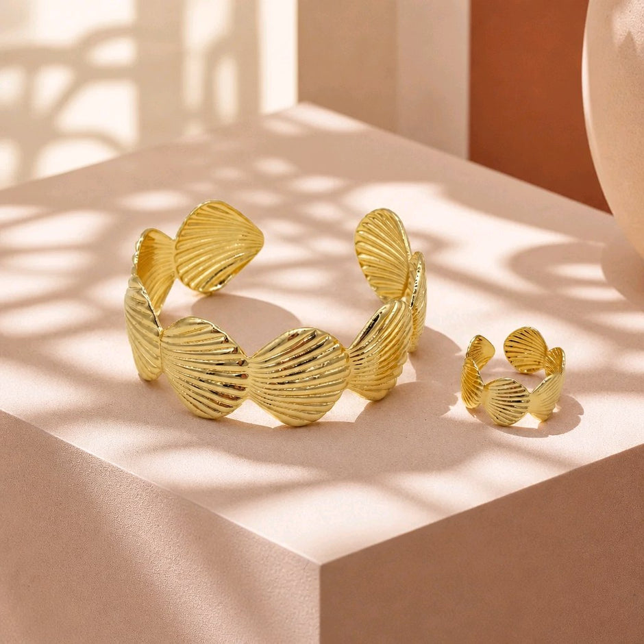 Pulsera aro + anillo concha