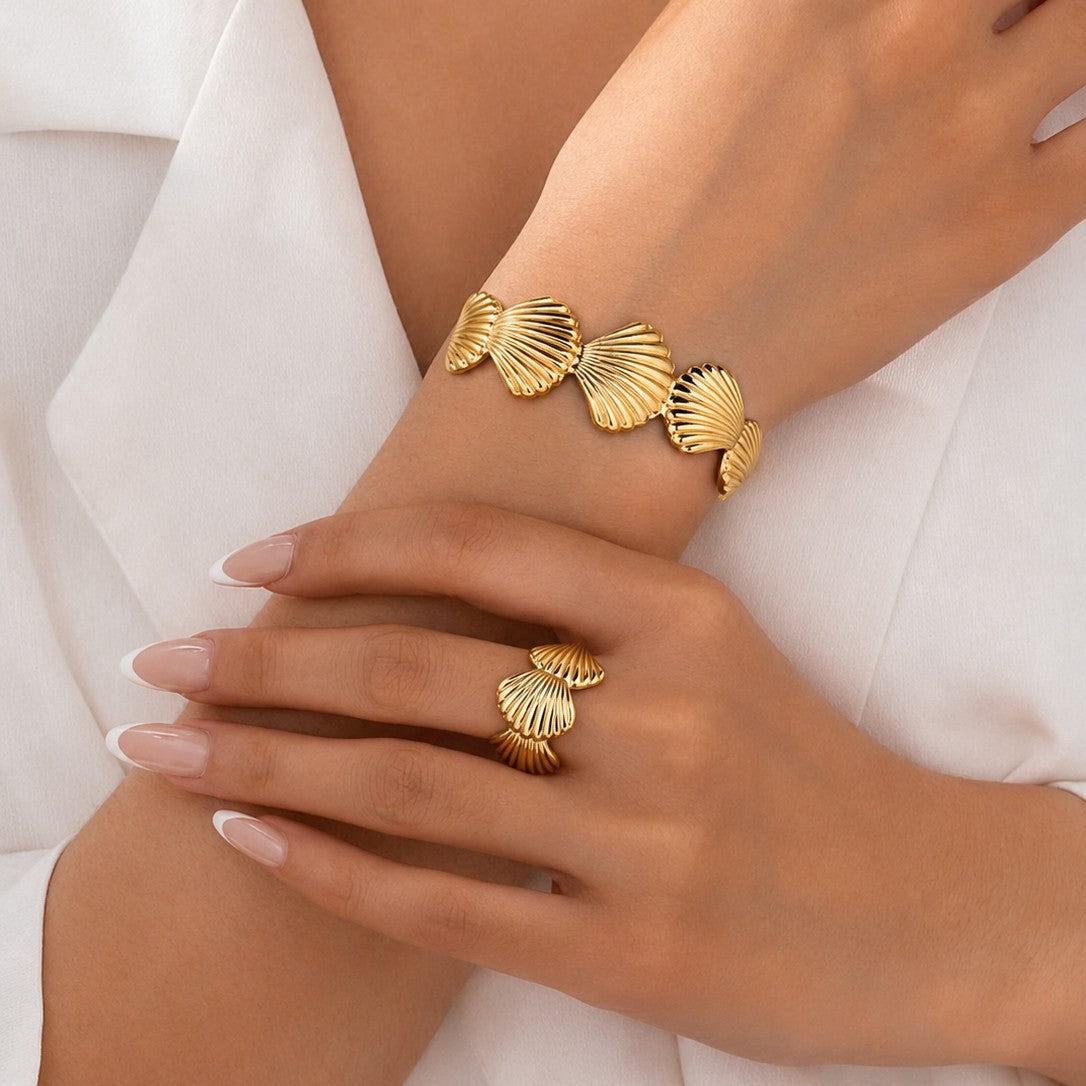Pulsera aro + anillo concha
