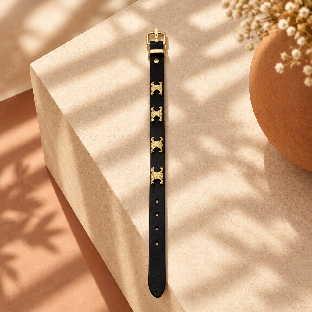 Pulsera celine cuero negra