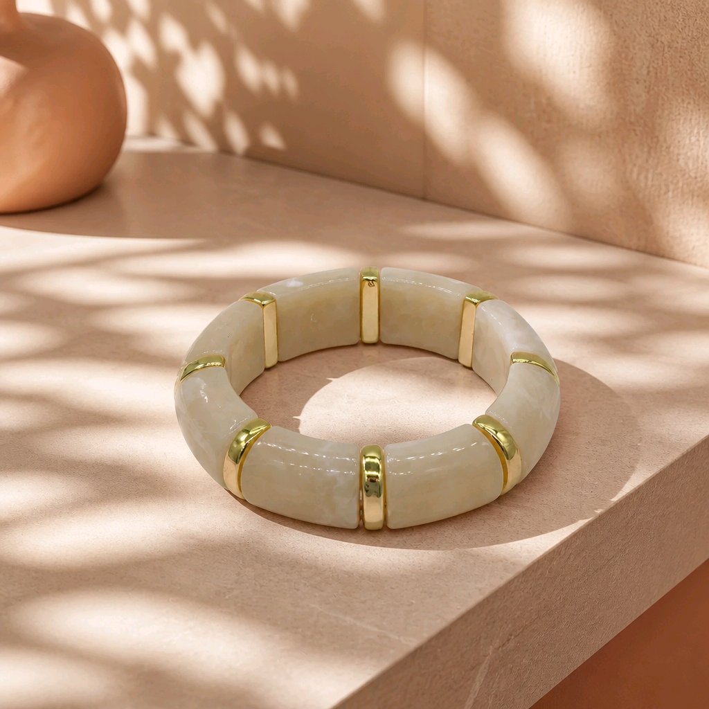 Pulsera resina beige
