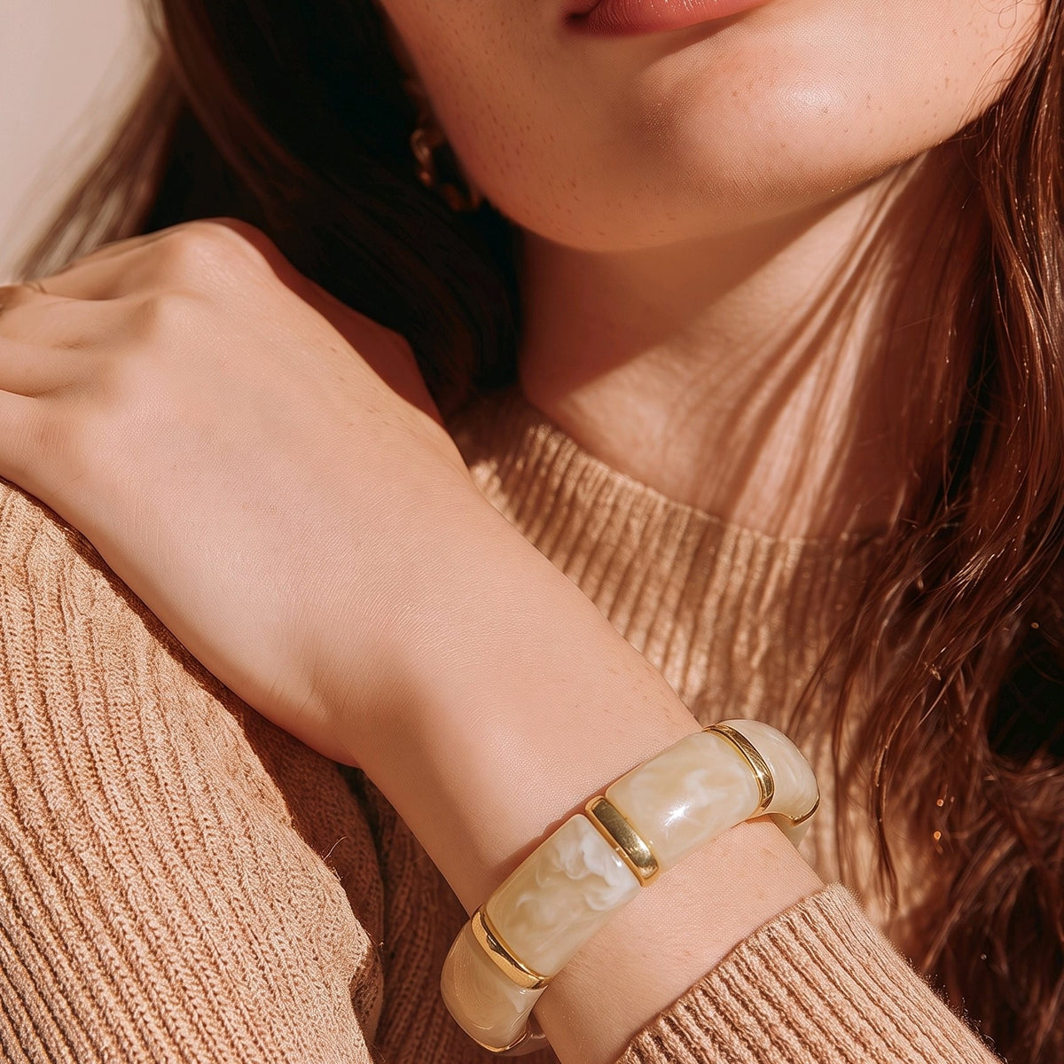 Pulsera resina beige