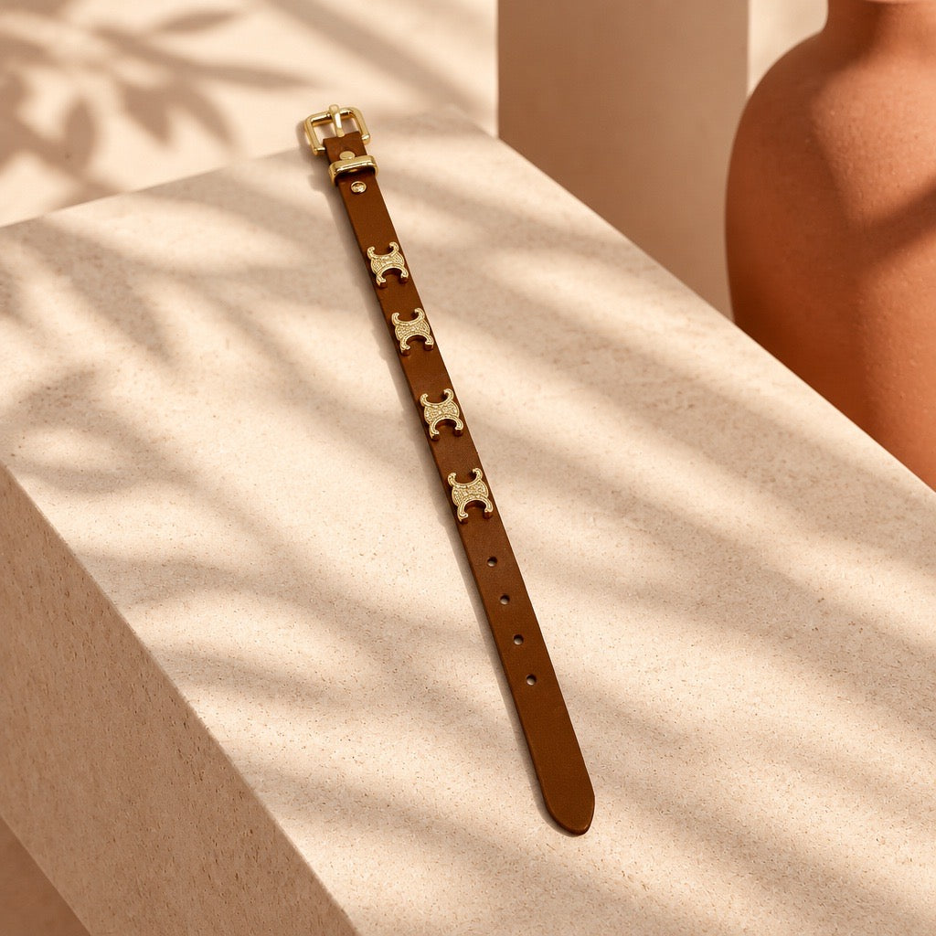 Pulsera celine cuero café