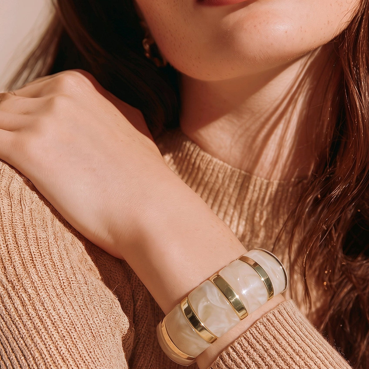 Pulsera resina beige