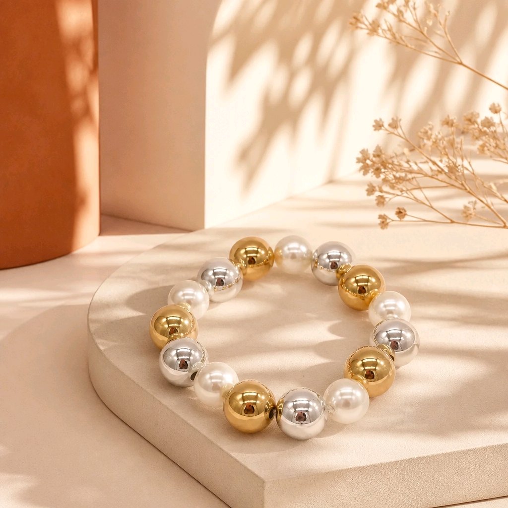 Pulsera 2 oros perla