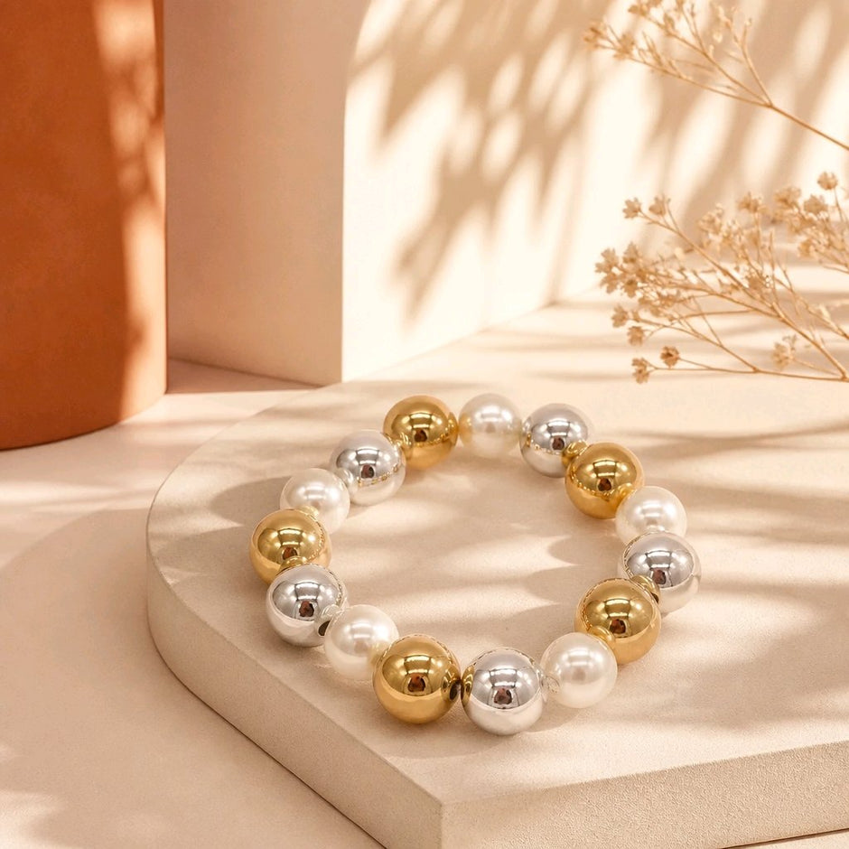 Pulsera 2 oros perla