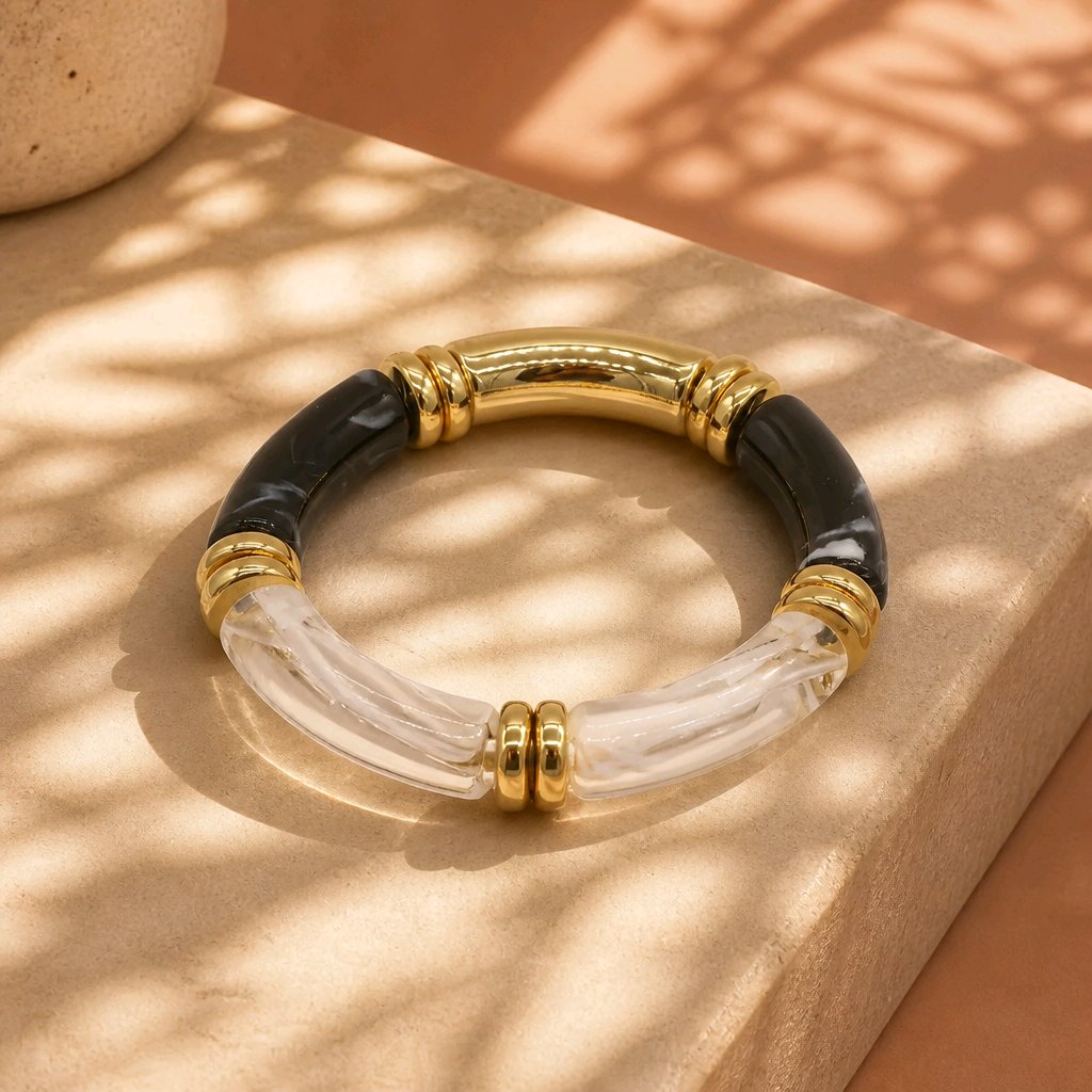 Pulsera resina black and white