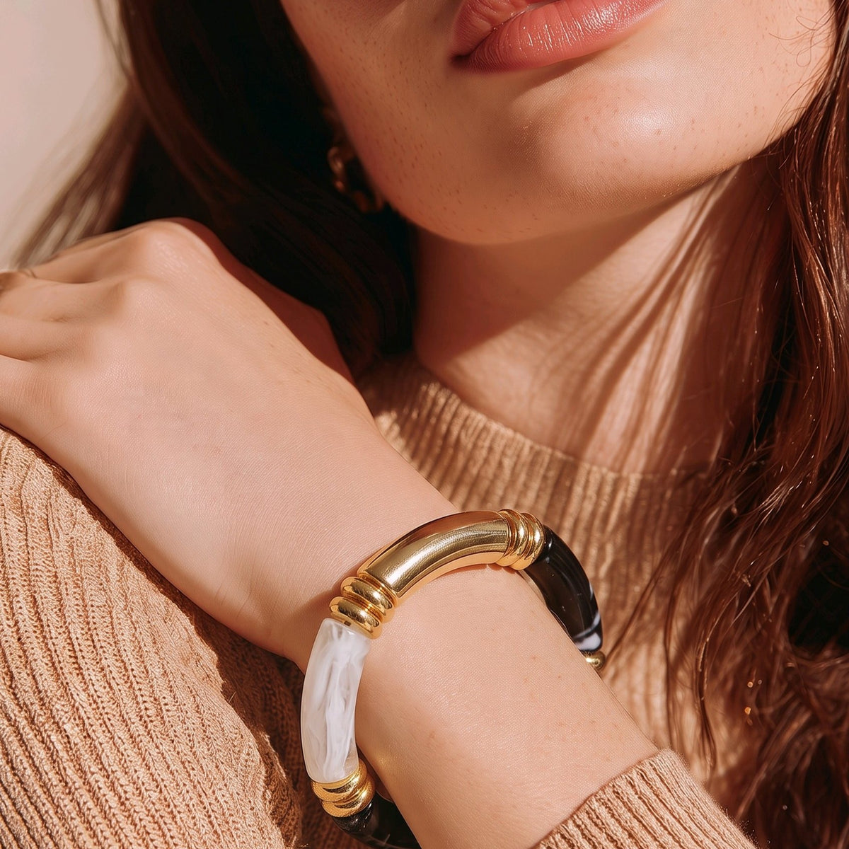 Pulsera resina black and white
