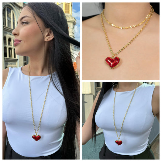 Collar rodio maxi corazón