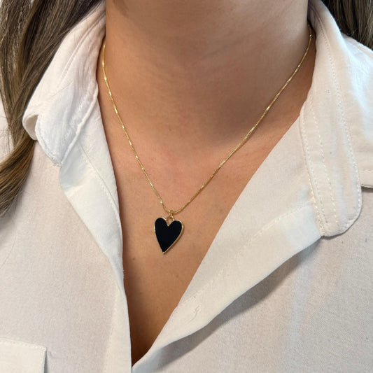 Collar rodio corazon nacar