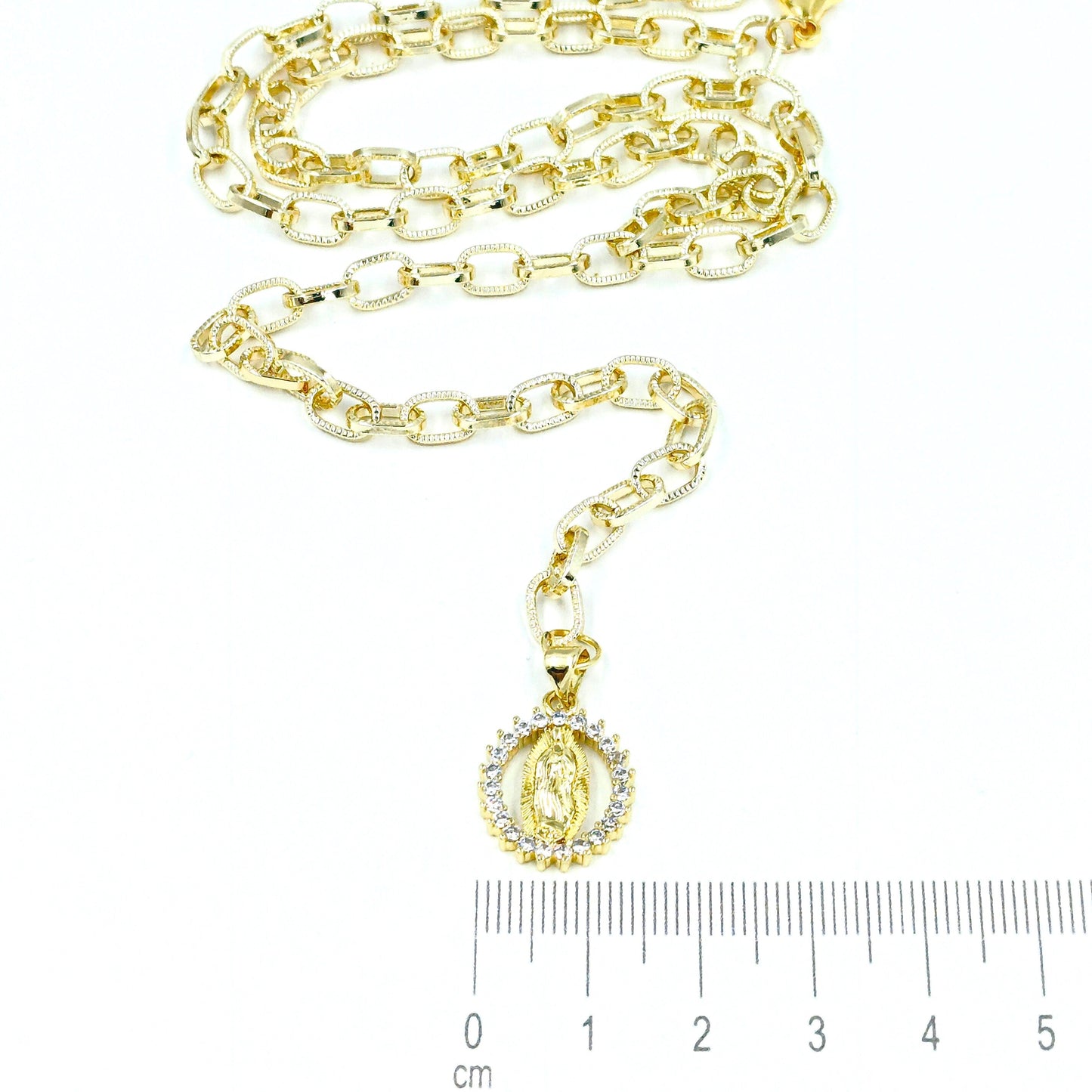 Collar rodio Virgen G. nácar