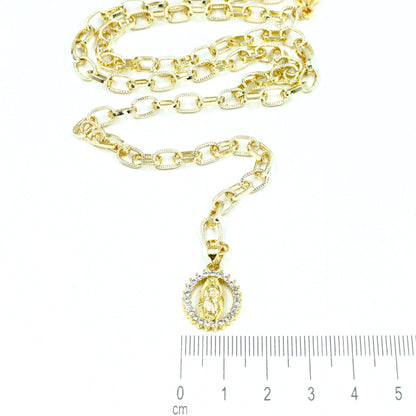 Collar rodio Virgen G. nácar