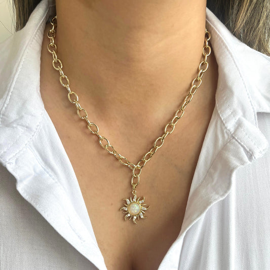 Collar rodio eslabones Virgen G.