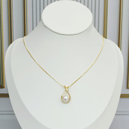 Collar rodio dije perla