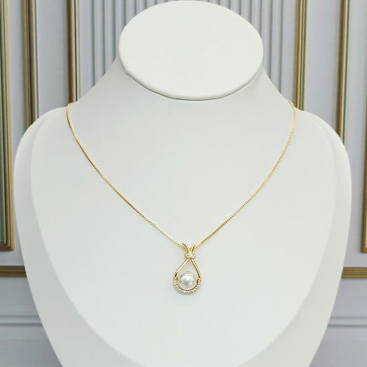 Collar rodio dije perla