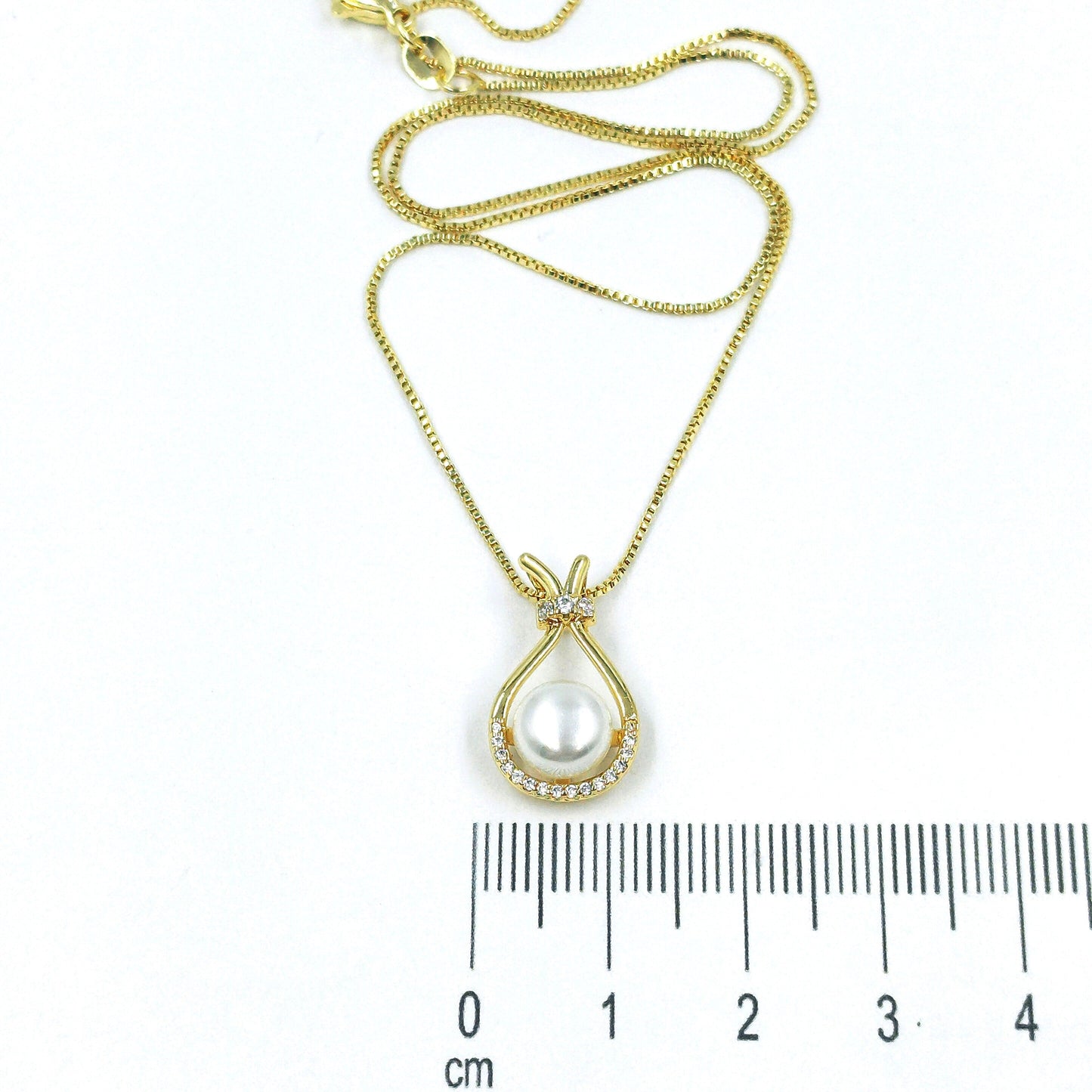 Collar rodio dije perla