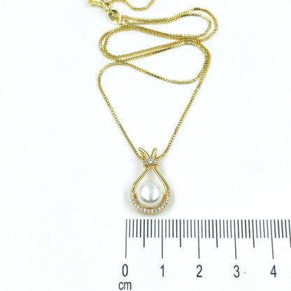 Collar rodio dije perla