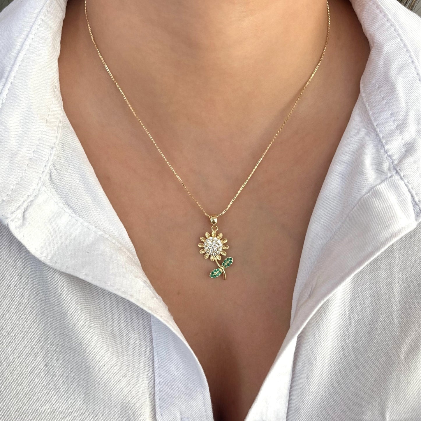 Collar rodio girasol